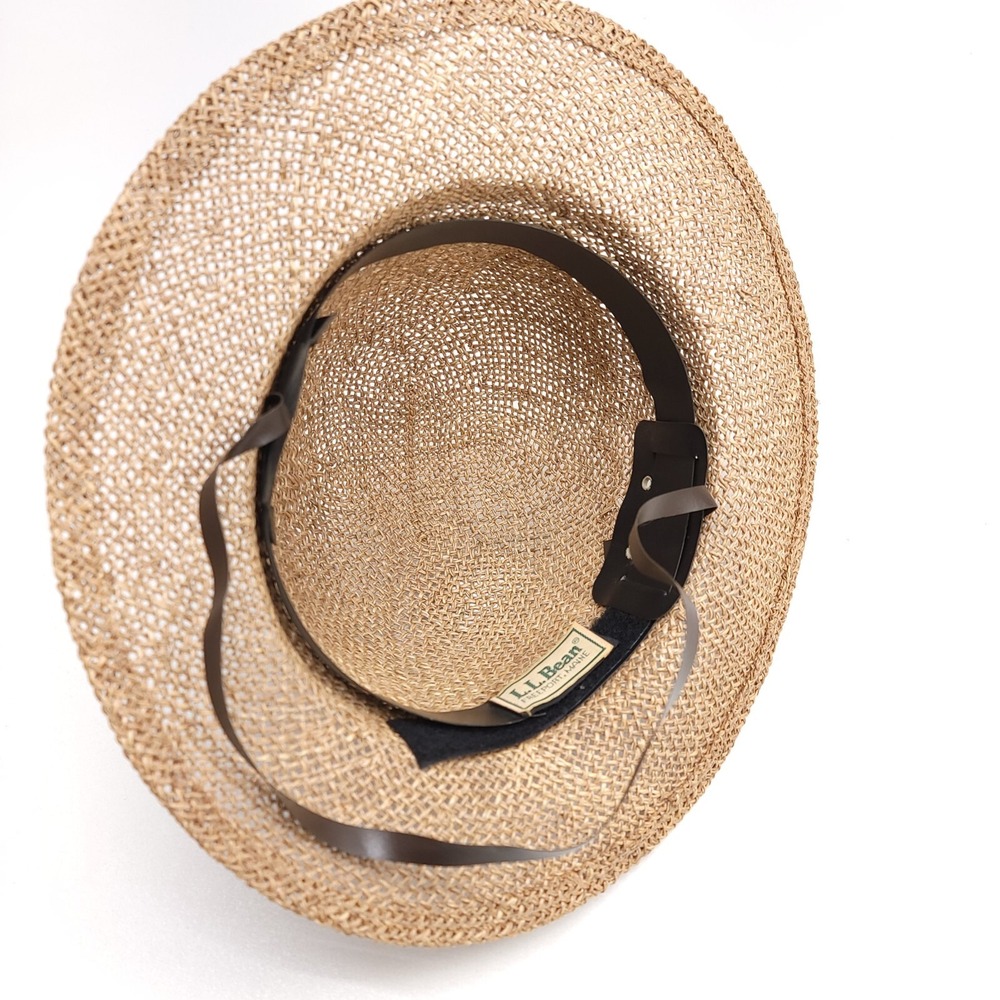 LL Bean Vtg Straw Hat Natural 2.5" Brim BOHO Sun Safari Adjustable Garden - Picture 11 of 13